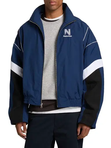 Nahmias Men's Warm Up Jacket - Cobalt Blue Nylon - Size XL | Thumbnail 3