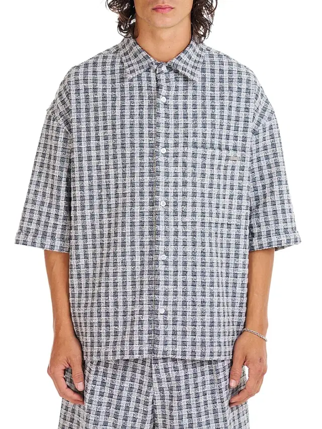 Nahmias Men's Jacquard Cropped Shirt - Blackwhite Jacquard