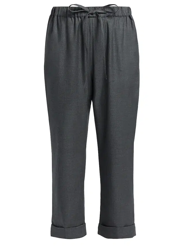 Women's Turn Up Cuff Wool Crop Joggers - Grey Melange