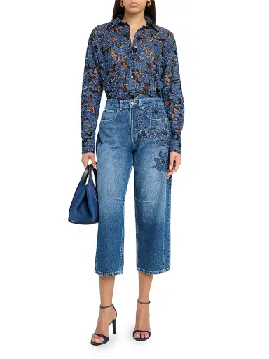 JBQ Women's Archie Floral Straight-Leg Crop Jeans | Thumbnail 2