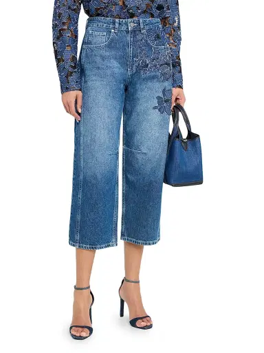 JBQ Women's Archie Floral Straight-Leg Crop Jeans | Thumbnail 3