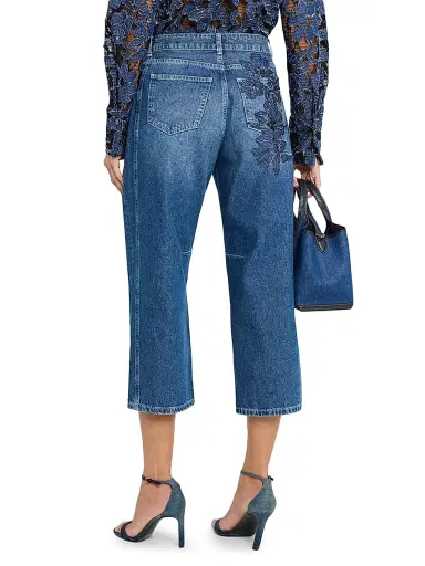 JBQ Women's Archie Floral Straight-Leg Crop Jeans | Thumbnail 4