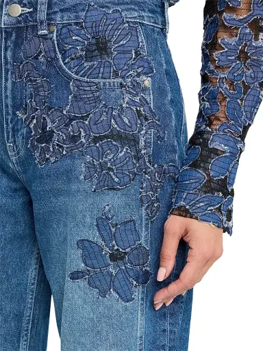 JBQ Women's Archie Floral Straight-Leg Crop Jeans | Thumbnail 5