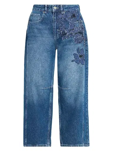 JBQ Women's Archie Floral Straight-Leg Crop Jeans | Thumbnail 1