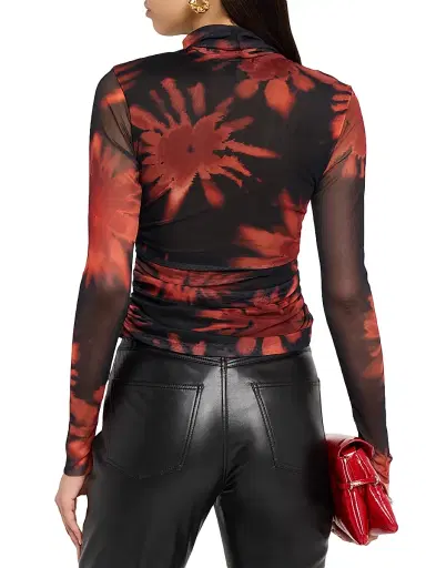 JBQ Women's Tyla Printed Turtleneck Top - Crimson Black | Thumbnail 4 JBQ Women's Tyla Printed Turtleneck Top - Crimson Black | Thumbnail 4