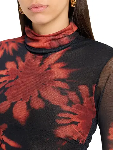 JBQ Women's Tyla Printed Turtleneck Top - Crimson Black | Thumbnail 5 JBQ Women's Tyla Printed Turtleneck Top - Crimson Black | Thumbnail 5