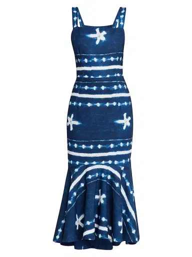 JBQ Women's Natasha Tie-Dye Linen Midi-Dress - Blue Multi - Size XL | Thumbnail 1 JBQ Women's Natasha Tie-Dye Linen Midi-Dress - Blue Multi - Size XL | Thumbnail 1