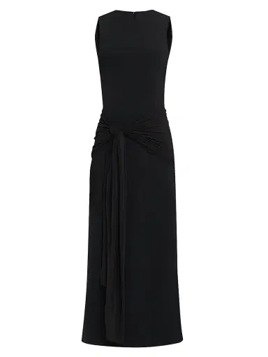 JBQ Women's Rory Jersey Tie-Front Midi-Dress - Black | Thumbnail 1 JBQ Women's Rory Jersey Tie-Front Midi-Dress - Black | Thumbnail 1