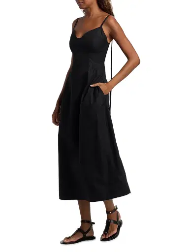 Co Women's Bustier Cotton Midi-Dress - Black - Size Medium | Thumbnail 2