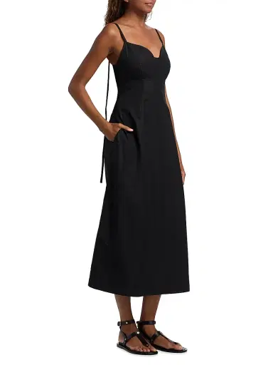 Co Women's Bustier Cotton Midi-Dress - Black - Size Medium | Thumbnail 4