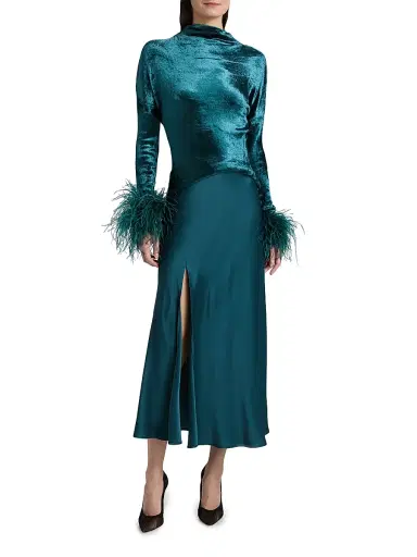 Lapointe Women's Bias-Cut Satin Midi-Skirt - Dark Teal - Size 10 | Thumbnail 2 Lapointe Women's Bias-Cut Satin Midi-Skirt - Dark Teal - Size 10 | Thumbnail 2