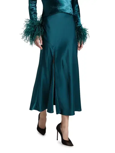 Lapointe Women's Bias-Cut Satin Midi-Skirt - Dark Teal - Size 10 | Thumbnail 3 Lapointe Women's Bias-Cut Satin Midi-Skirt - Dark Teal - Size 10 | Thumbnail 3