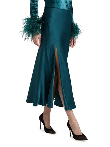 Lapointe Women's Bias-Cut Satin Midi-Skirt - Dark Teal - Size 10 | Thumbnail 4 Lapointe Women's Bias-Cut Satin Midi-Skirt - Dark Teal - Size 10 | Thumbnail 4
