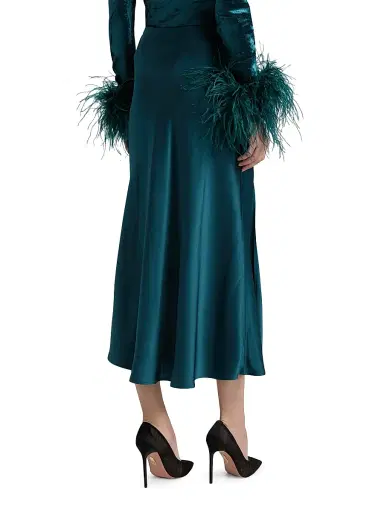Lapointe Women's Bias-Cut Satin Midi-Skirt - Dark Teal - Size 10 | Thumbnail 5 Lapointe Women's Bias-Cut Satin Midi-Skirt - Dark Teal - Size 10 | Thumbnail 5