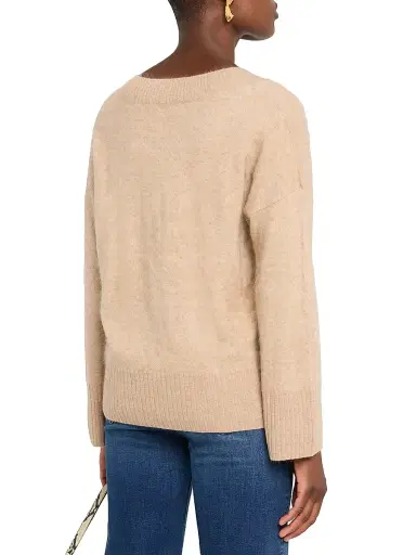 Autumn Cashmere Women's Brushed Cashmere V-Neck Sweater - Cappuccino | Thumbnail 4 Autumn Cashmere Women's Brushed Cashmere V-Neck Sweater - Cappuccino | Thumbnail 4