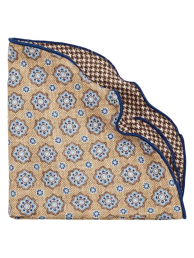 Edward Armah Men's Silk Reversible Pocket Circle - Beige