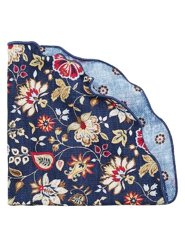 Edward Armah Men's Silk Reversible Pocket Circle - Light Blue