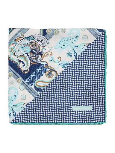 Edward Armah Men's Printed Silk Pocket Square | Thumbnail 1 Edward Armah Men's Printed Silk Pocket Square | Thumbnail 1