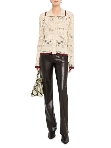 Autumn Cashmere Women's Cotton Pointelle Cardigan - Natural | Thumbnail 2