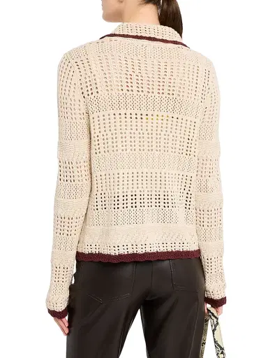 Autumn Cashmere Women's Cotton Pointelle Cardigan - Natural | Thumbnail 4
