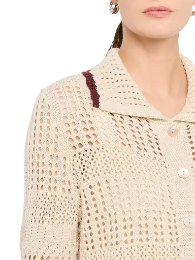 Autumn Cashmere Women's Cotton Pointelle Cardigan - Natural | Thumbnail 5
