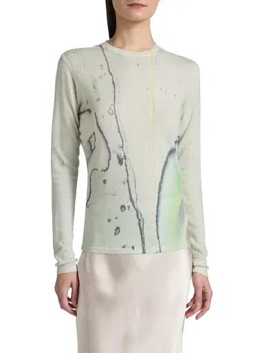 Jason Wu Collection Women's Watercolor Floral Merino Wool Slim-Fit Sweater - Light Jade Multi - Size XS | Thumbnail 3 Jason Wu Collection Women's Watercolor Floral Merino Wool Slim-Fit Sweater - Light Jade Multi - Size XS | Thumbnail 3