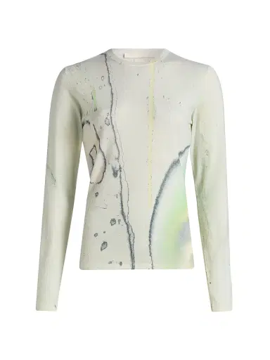 Jason Wu Collection Women's Watercolor Floral Merino Wool Slim-Fit Sweater - Light Jade Multi - Size XS | Thumbnail 1 Jason Wu Collection Women's Watercolor Floral Merino Wool Slim-Fit Sweater - Light Jade Multi - Size XS | Thumbnail 1