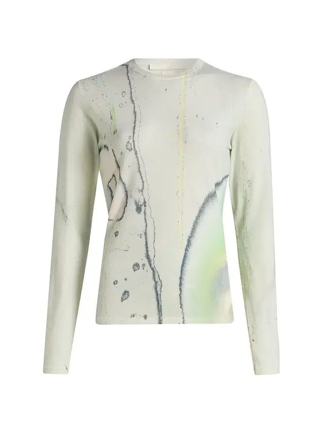Jason Wu Collection Women's Watercolor Floral Merino Wool Slim-Fit Sweater - Light Jade Multi