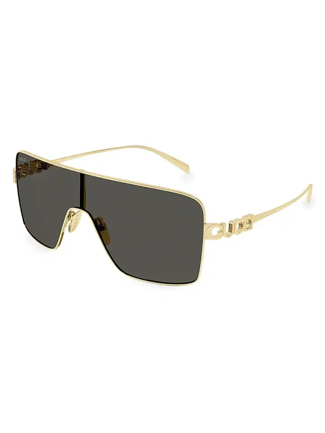 Gucci Women's Block Bending 99MM Shield Sunglasses - Gold