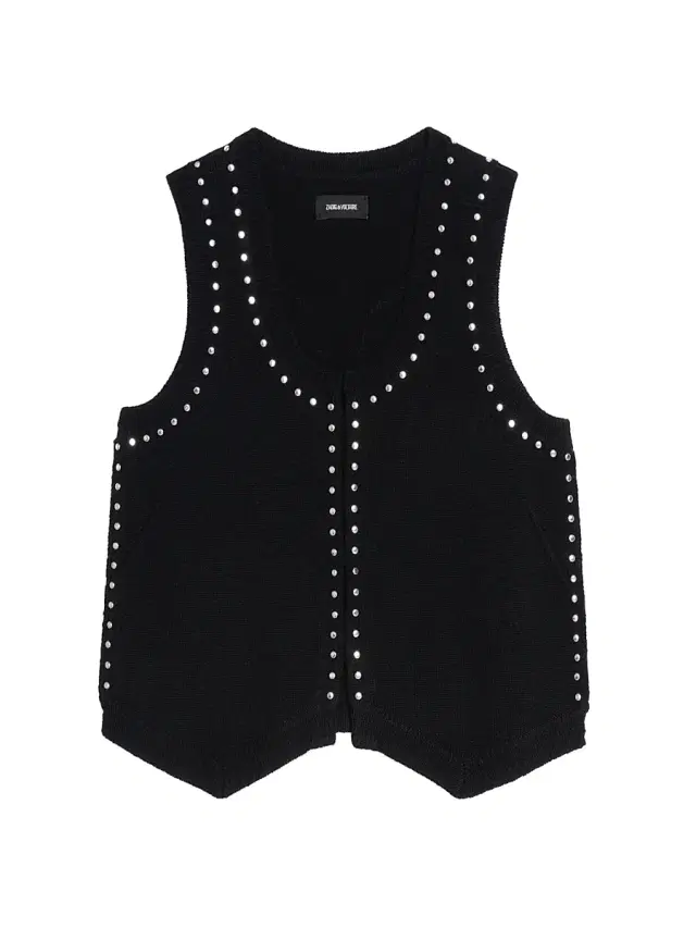 Zadig & Voltaire Women's Dublin Studded Wool-Cashmere Sweater Vest - Black