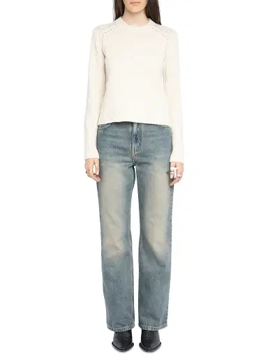 Zadig & Voltaire Women's Nalty Studded Wool-Cashmere Crewneck Sweater | Thumbnail 2
