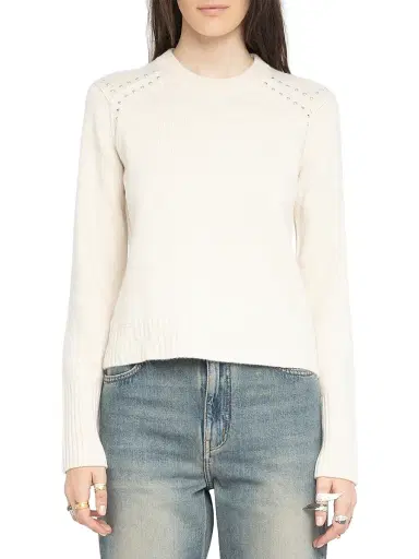 Zadig & Voltaire Women's Nalty Studded Wool-Cashmere Crewneck Sweater | Thumbnail 3