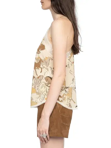 Zadig & Voltaire Women's Christy Horses Lace-Trimmed Silk Tank - Ecru | Thumbnail 4 Zadig & Voltaire Women's Christy Horses Lace-Trimmed Silk Tank - Ecru | Thumbnail 4