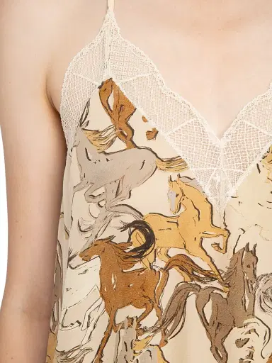 Zadig & Voltaire Women's Christy Horses Lace-Trimmed Silk Tank - Ecru | Thumbnail 5 Zadig & Voltaire Women's Christy Horses Lace-Trimmed Silk Tank - Ecru | Thumbnail 5