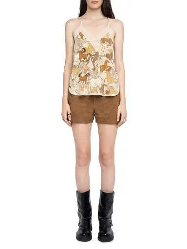 Zadig & Voltaire Women's Christy Horses Lace-Trimmed Silk Tank - Ecru | Thumbnail 6 Zadig & Voltaire Women's Christy Horses Lace-Trimmed Silk Tank - Ecru | Thumbnail 6