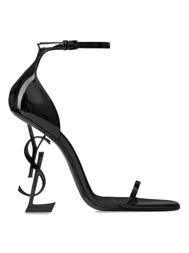 Saint Laurent Women's Opyum Sandals in Patent Leather - Black - Size 9 | Thumbnail 1
