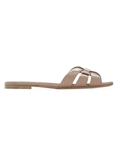 Saint Laurent Women's Tribute Mules in Patent Leather - Dark Beige - Size 10 | Thumbnail 1 Saint Laurent Women's Tribute Mules in Patent Leather - Dark Beige - Size 10 | Thumbnail 1