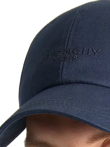Givenchy Men's Paris Embroidered Cap in Cotton - Midnight Blue | Thumbnail 4