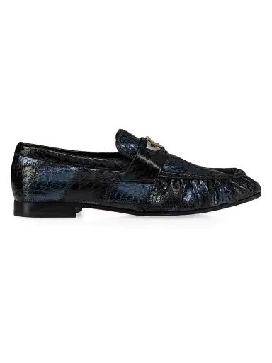 Christian Louboutin Women's Mocallista Watersnake Skin Loafers - Black Blue | Thumbnail 1