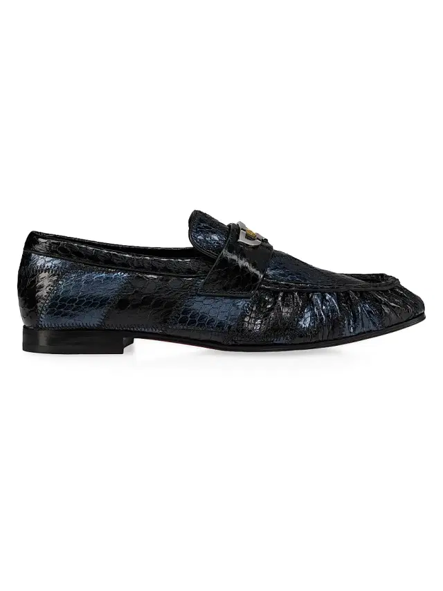 Women's Mocallista Watersnake Skin Loafers - Black Blue