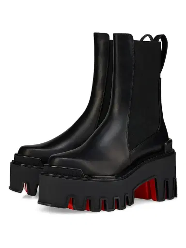 Christian Louboutin Women's Marcharcroche Dune Maxx 80MM Leather Booties - Black | Thumbnail 2