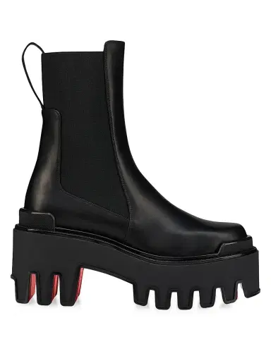 Christian Louboutin Women's Marcharcroche Dune Maxx 80MM Leather Booties - Black | Thumbnail 1