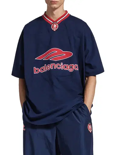 Balenciaga Men's 3B Football V-Neck Oversized T-Shirt | Thumbnail 3