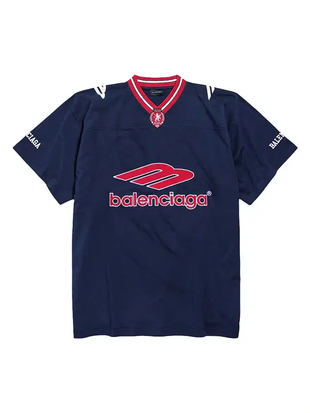 Men's 3B Football V-Neck Oversized T-Shirt - Dark Navy Red