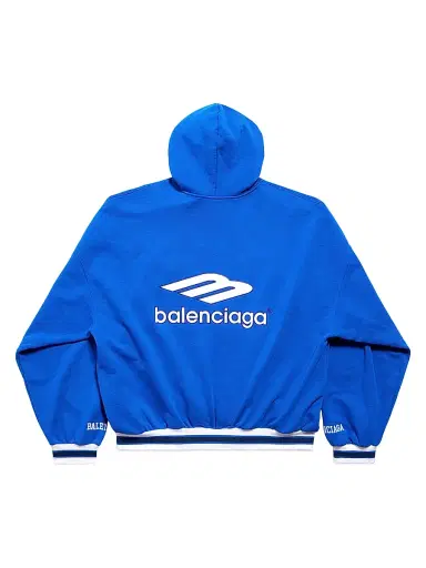 Balenciaga Men's 3B Football Polo Hoodie - Royal Blue White - Size Large | Thumbnail 2 Balenciaga Men's 3B Football Polo Hoodie - Royal Blue White - Size Large | Thumbnail 2