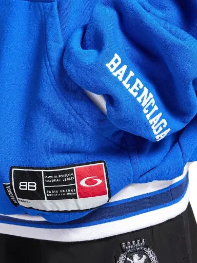Balenciaga Men's 3B Football Polo Hoodie - Royal Blue White - Size Large | Thumbnail 6 Balenciaga Men's 3B Football Polo Hoodie - Royal Blue White - Size Large | Thumbnail 6