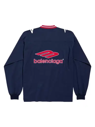 Balenciaga Men's 3B Football Long Sleeve V-Neck T-Shirt - Dark Navy Red - Size XL | Thumbnail 2 Balenciaga Men's 3B Football Long Sleeve V-Neck T-Shirt - Dark Navy Red - Size XL | Thumbnail 2