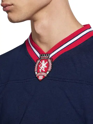 Balenciaga Men's 3B Football Long Sleeve V-Neck T-Shirt - Dark Navy Red - Size XL | Thumbnail 6 Balenciaga Men's 3B Football Long Sleeve V-Neck T-Shirt - Dark Navy Red - Size XL | Thumbnail 6
