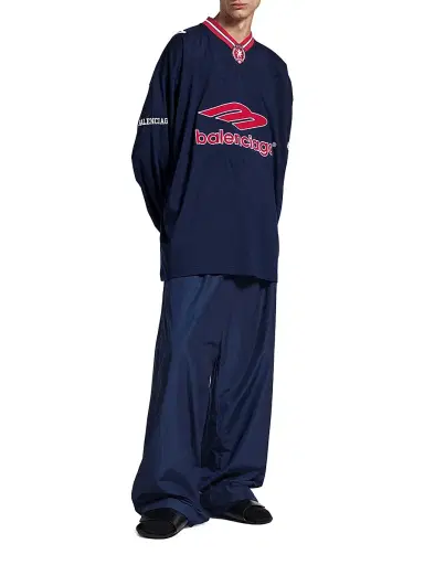 Balenciaga Men's 3B Football Long Sleeve V-Neck T-Shirt - Dark Navy Red - Size XL | Thumbnail 7 Balenciaga Men's 3B Football Long Sleeve V-Neck T-Shirt - Dark Navy Red - Size XL | Thumbnail 7