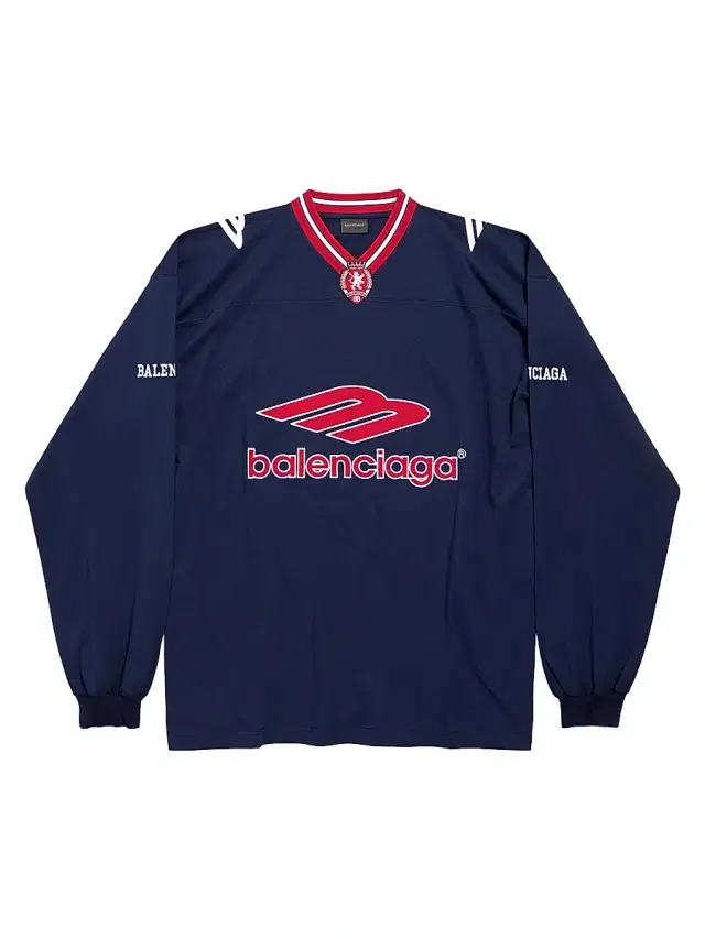 Men's 3B Football Long Sleeve V-Neck T-Shirt - Dark Navy Red